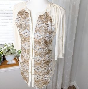 Anthropologie-sz. M, cream, silk cotton top